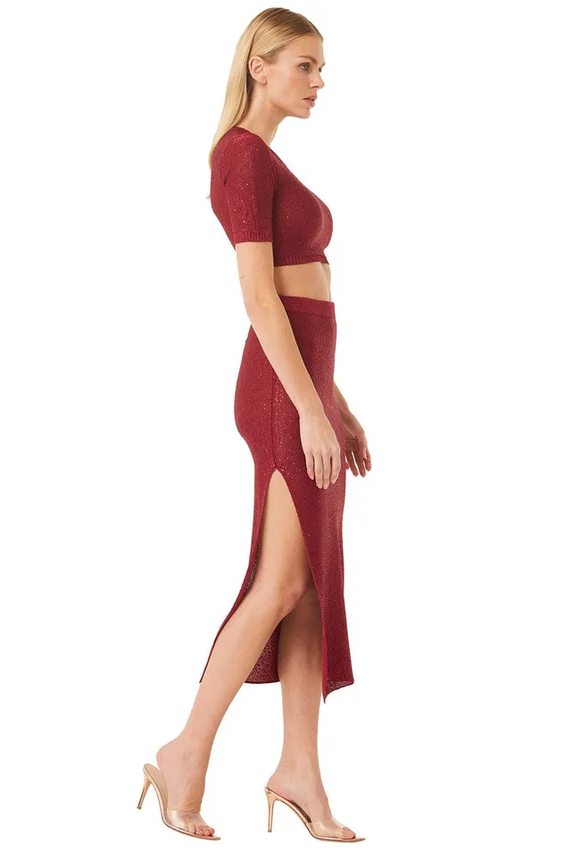 Women MISA Los Angeles Knits DARYA TOP Lipstick Red