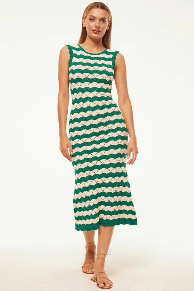 Women MISA Los Angeles Knits ROSALBA DRESS Emerald Stripe