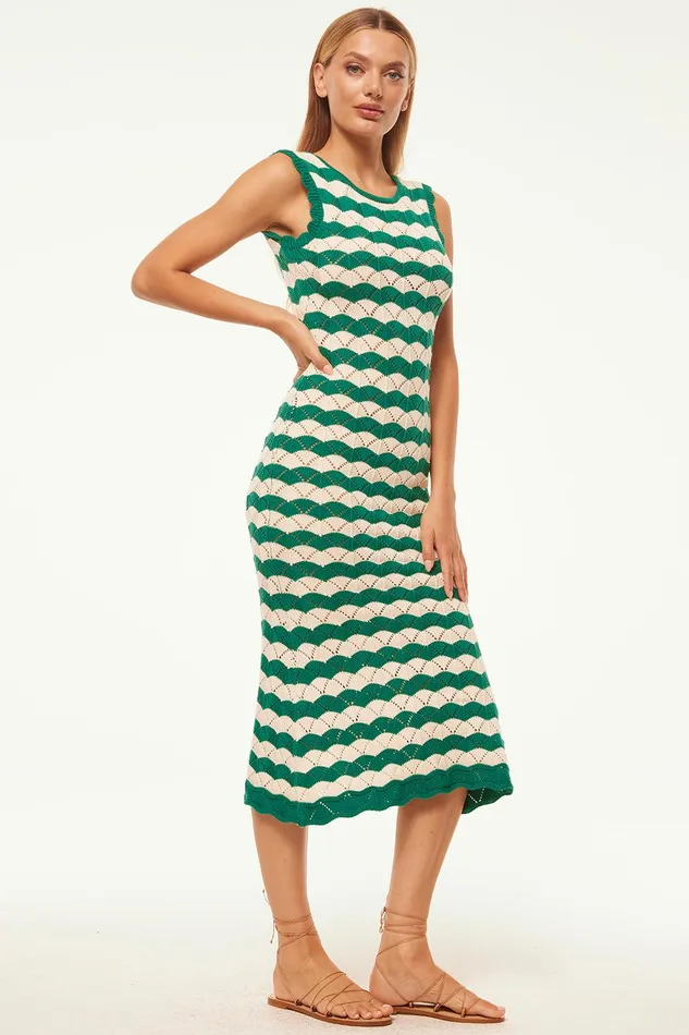 Women MISA Los Angeles Knits ROSALBA DRESS Emerald Stripe