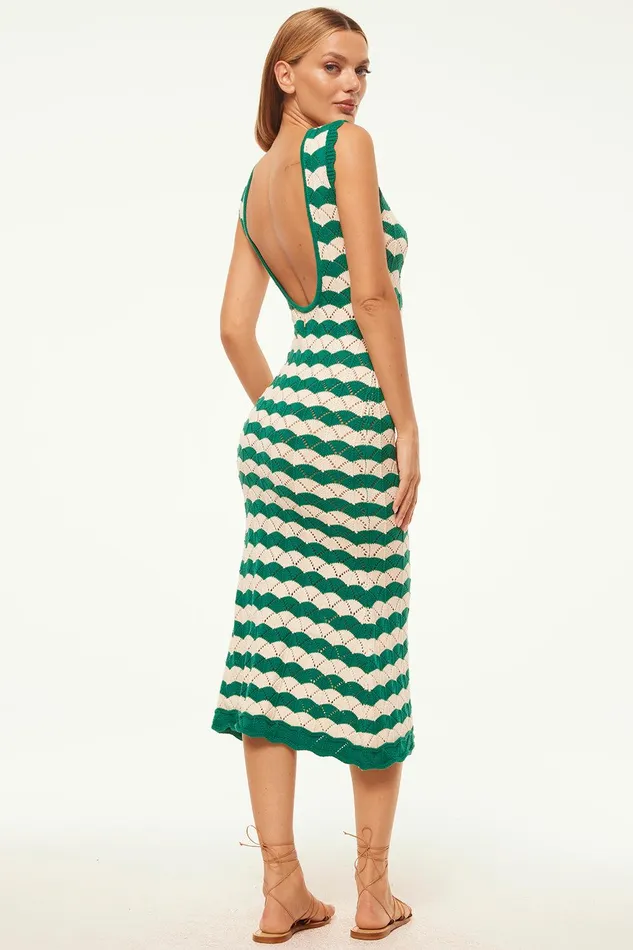 Women MISA Los Angeles Knits ROSALBA DRESS Emerald Stripe