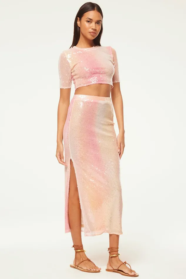 Women MISA Los Angeles Matching Sets AISHA SKIRT Sequin Ombre