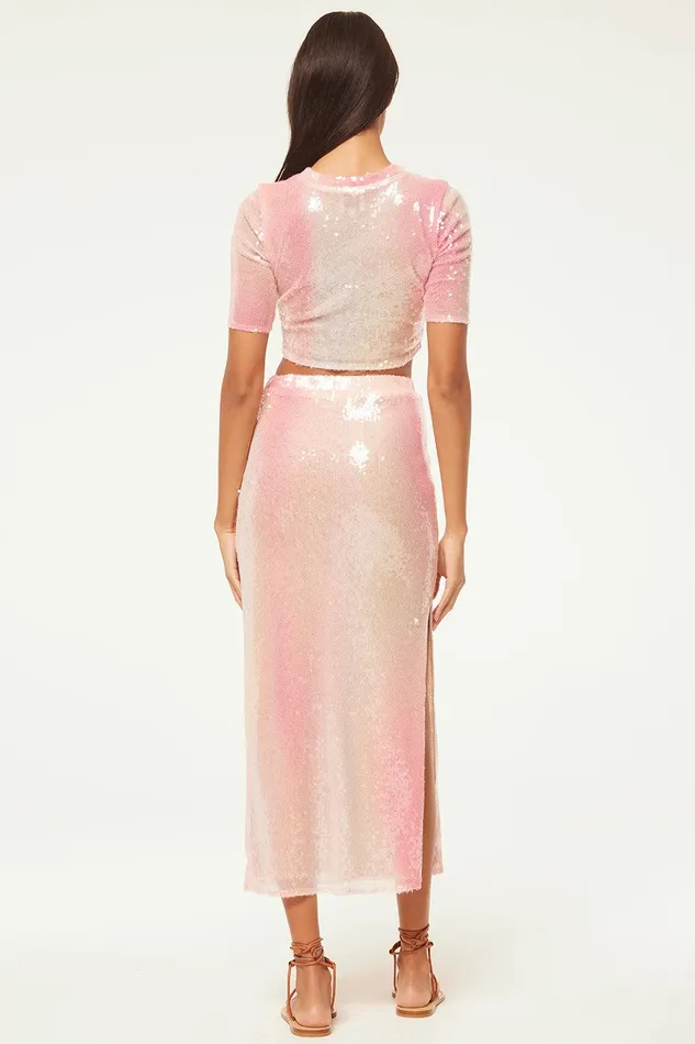 Women MISA Los Angeles Matching Sets AISHA SKIRT Sequin Ombre