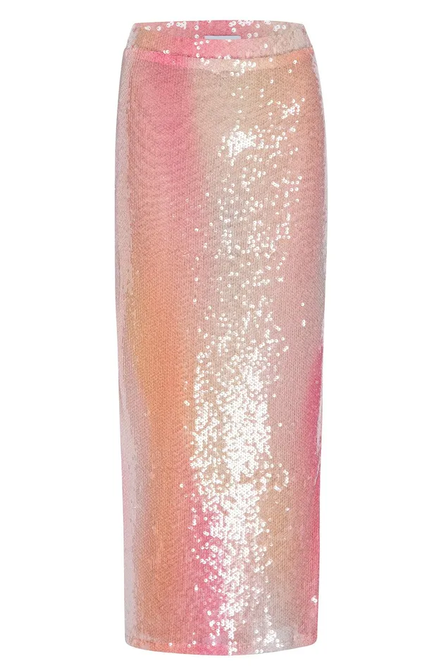 Women MISA Los Angeles Matching Sets AISHA SKIRT Sequin Ombre