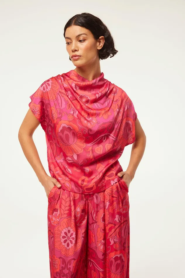 Women MISA Los Angeles Matching Sets AISHA TOP Flora Corsica Fuchsia