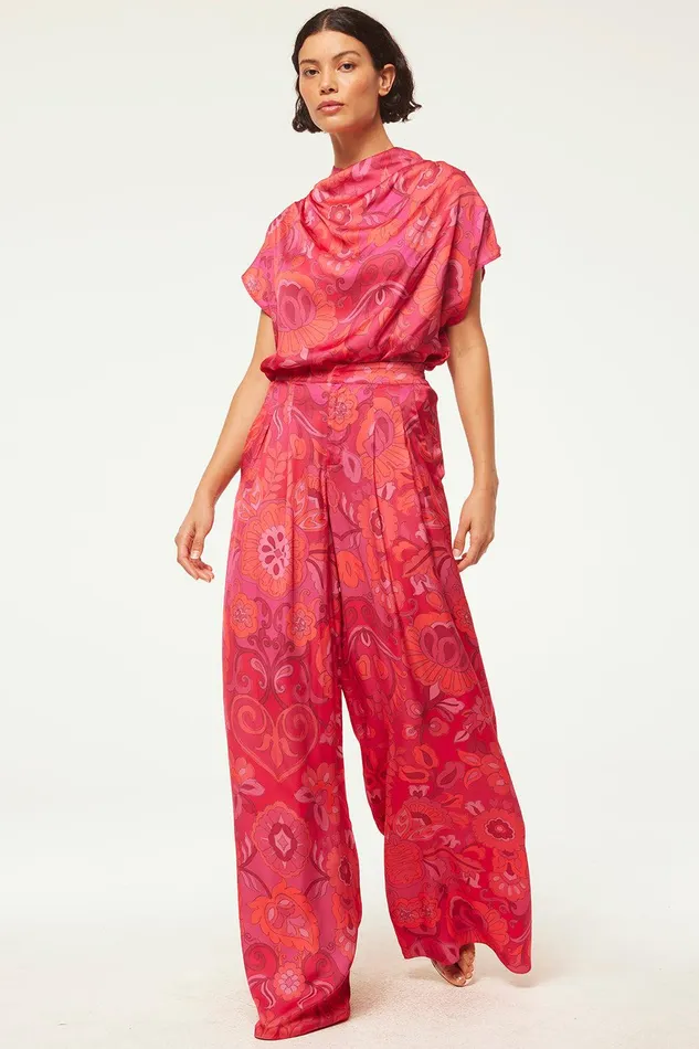 Women MISA Los Angeles Matching Sets AISHA TOP Flora Corsica Fuchsia