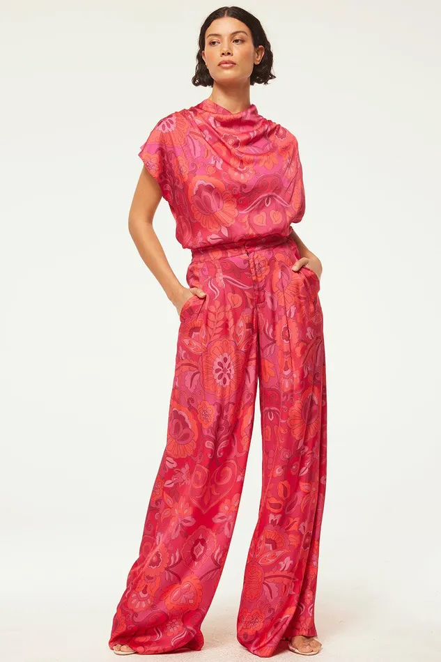 Women MISA Los Angeles Matching Sets AISHA TOP Flora Corsica Fuchsia