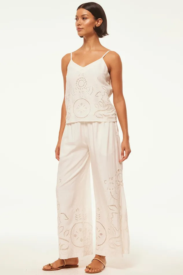 Women MISA Los Angeles Matching Sets CARLITA PANT White Eyelet