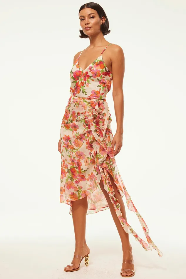 Women MISA Los Angeles Matching Sets FARIDA SKIRT Palmarei Blooms Chiffon
