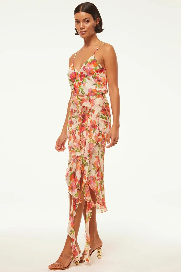 Women MISA Los Angeles Matching Sets FARIDA SKIRT Palmarei Blooms Chiffon