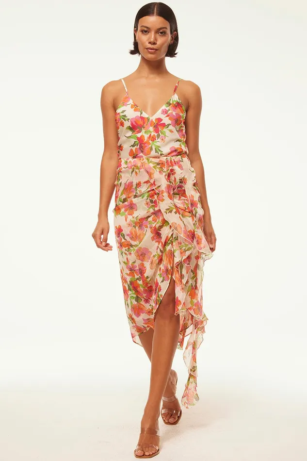 Women MISA Los Angeles Matching Sets FARIDA SKIRT Palmarei Blooms Chiffon