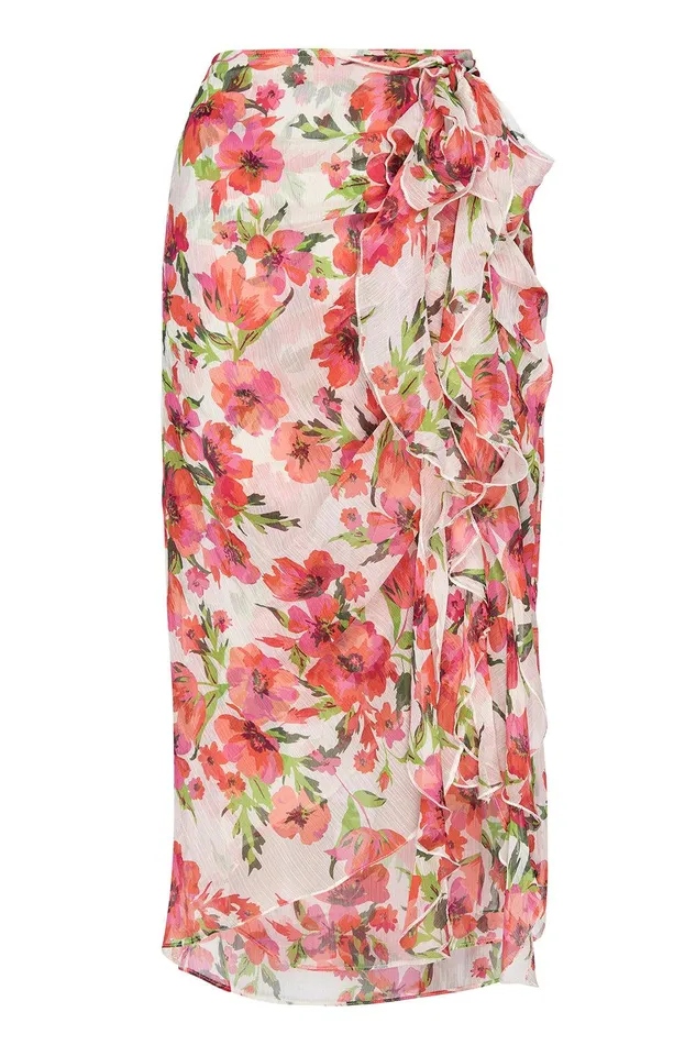 Women MISA Los Angeles Matching Sets FARIDA SKIRT Palmarei Blooms Chiffon