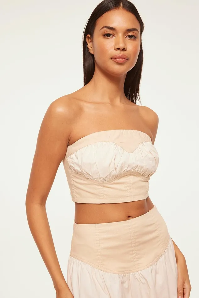 Women MISA Los Angeles Matching Sets GOLNAZ TOP Ivory Linen Mix