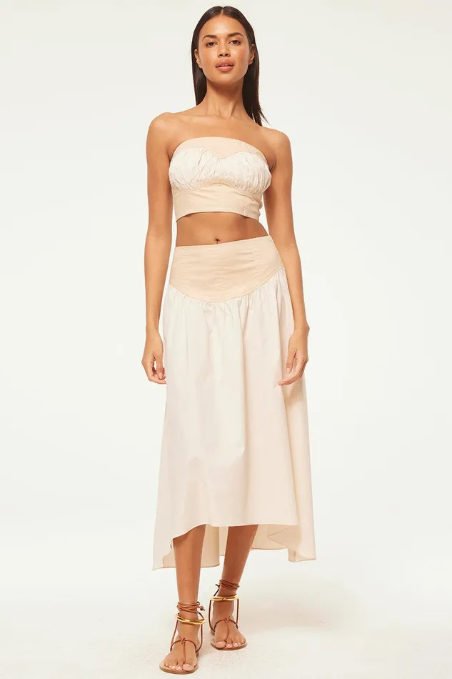 Women MISA Los Angeles Matching Sets GOLNAZ TOP Ivory Linen Mix