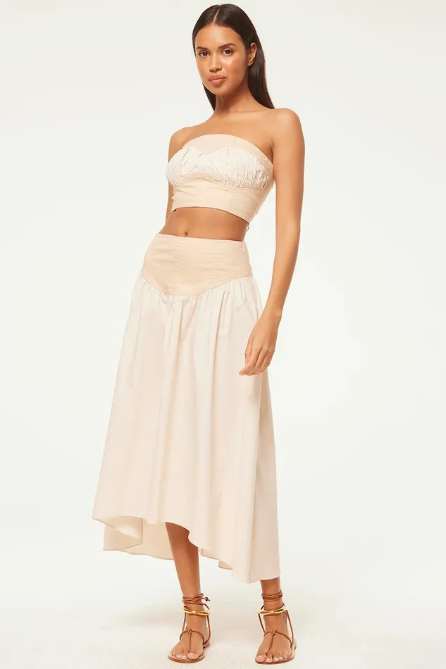 Women MISA Los Angeles Matching Sets GOLNAZ TOP Ivory Linen Mix