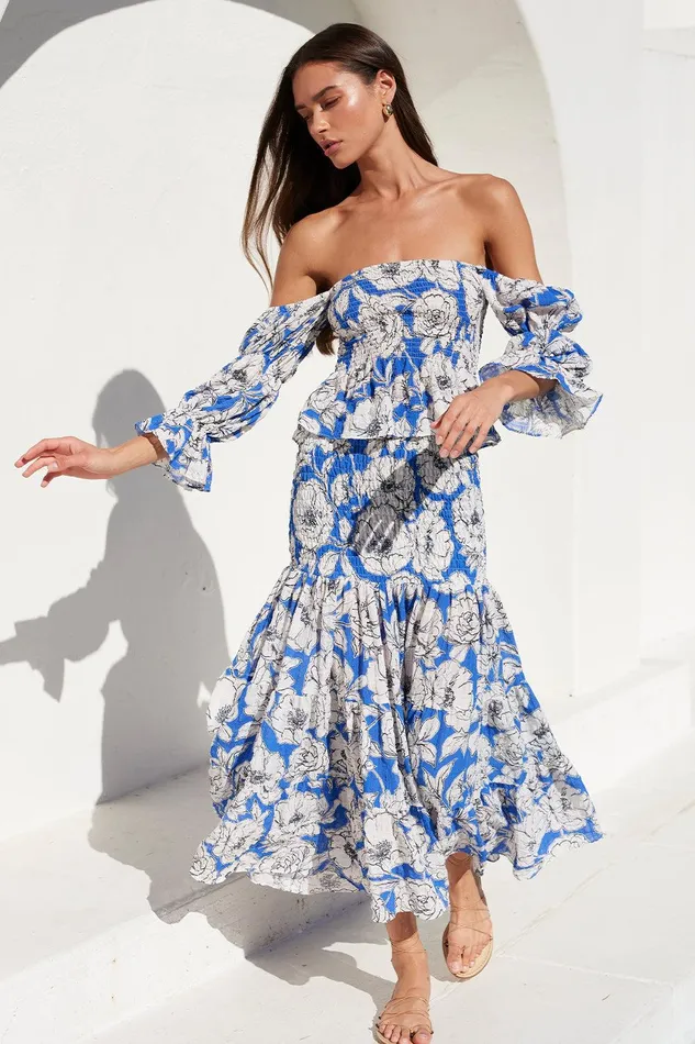Women MISA Los Angeles Matching Sets LOLA CONVERTIBLE Gardenia Crinkle