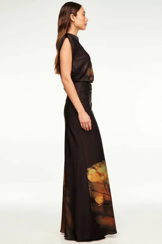 Women MISA Los Angeles Matching Sets LUCY TOP Yellow Rose Satin
