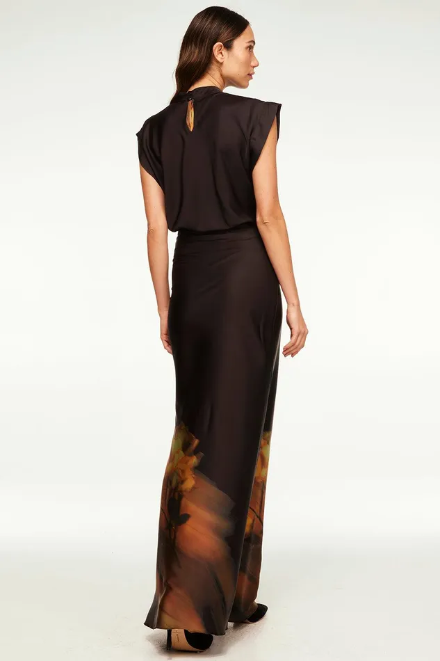 Women MISA Los Angeles Matching Sets LUCY TOP Yellow Rose Satin
