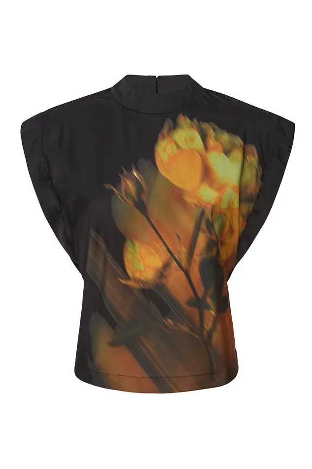 Women MISA Los Angeles Matching Sets LUCY TOP Yellow Rose Satin