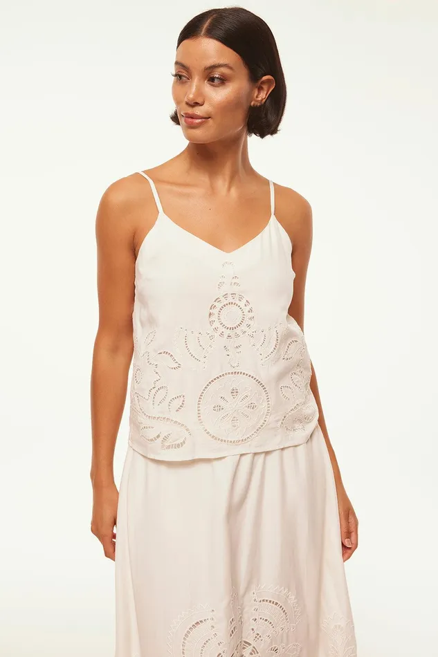 Women MISA Los Angeles Matching Sets MARCELA TOP White Eyelet