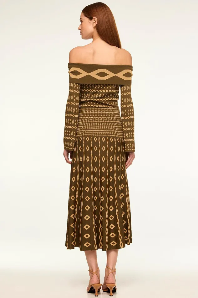 Women MISA Los Angeles Matching Sets MILANI SKIRT Olive Geo Stripe