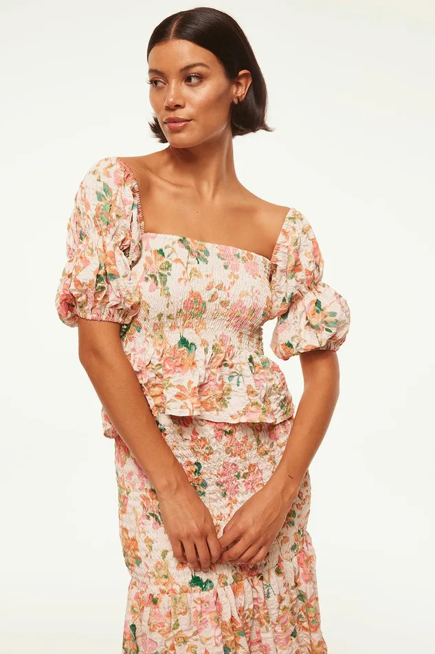Women MISA Los Angeles Matching Sets VIDA TOP Persimmon Crinkle