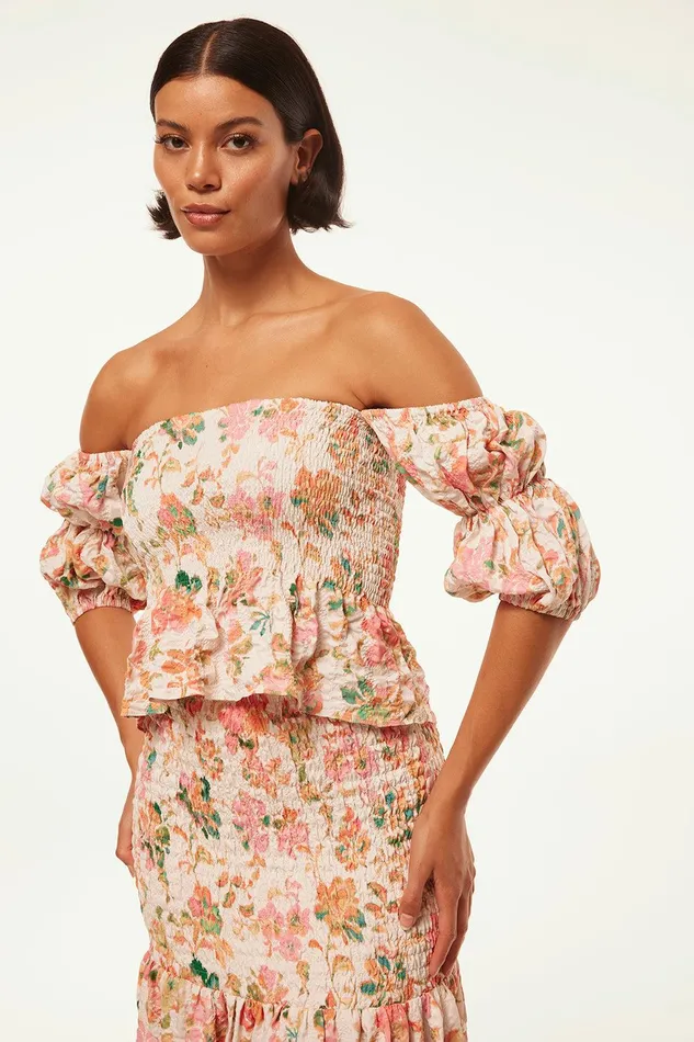 Women MISA Los Angeles Matching Sets VIDA TOP Persimmon Crinkle