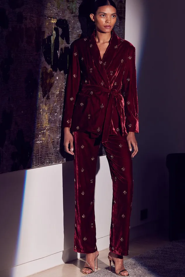 Women MISA Los Angeles Pants HARLOW PANT Garnet Velvet