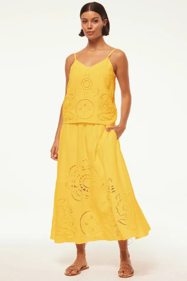 Women MISA Los Angeles Skirts and Shorts ANALISSE SKIRT Canary Eyelet