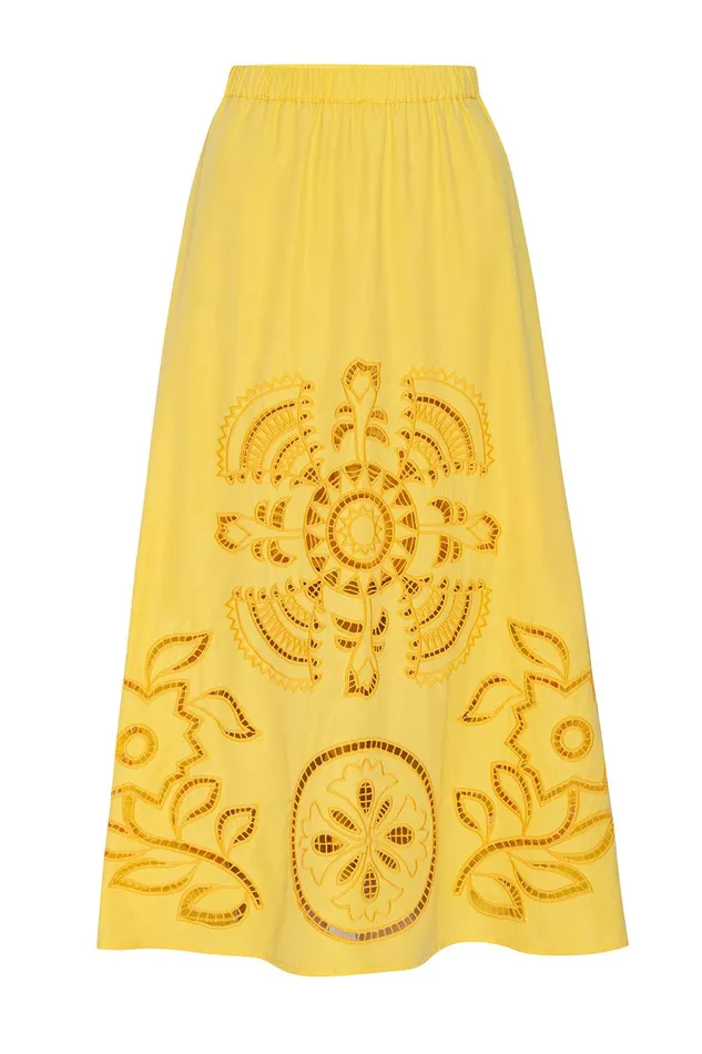 Women MISA Los Angeles Skirts and Shorts ANALISSE SKIRT Canary Eyelet