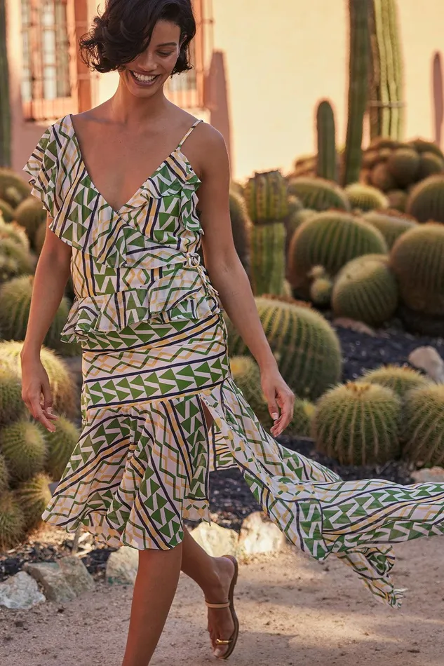 Women MISA Los Angeles Skirts and Shorts VALLEA SKIRT Limoncello Geo Mix