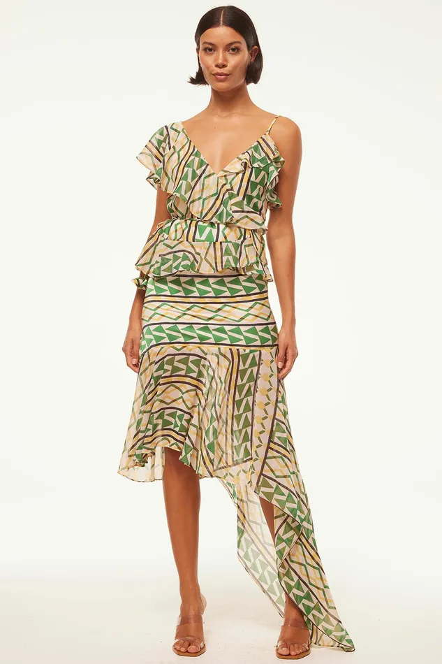 Women MISA Los Angeles Skirts and Shorts VALLEA SKIRT Limoncello Geo Mix