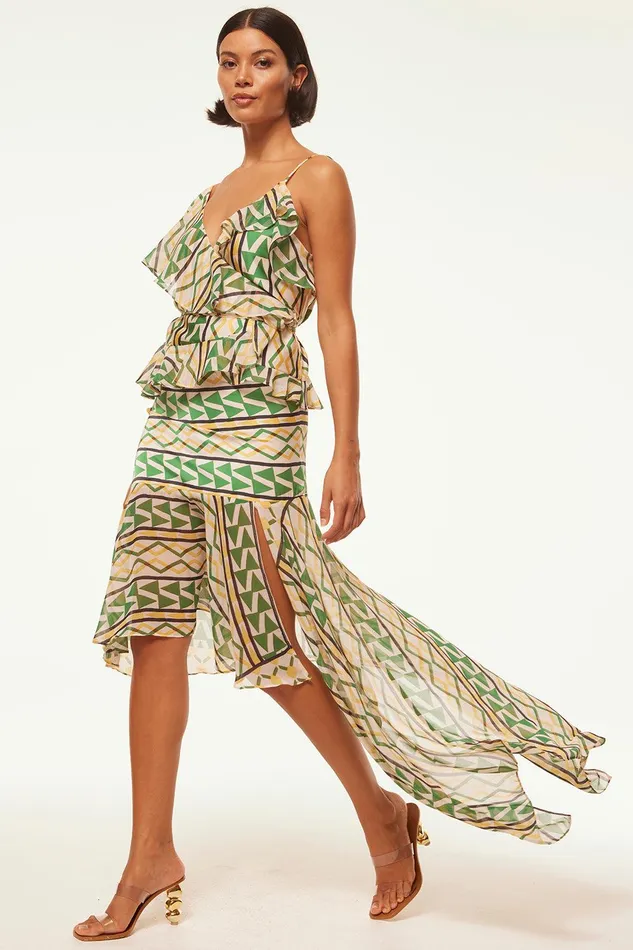 Women MISA Los Angeles Skirts and Shorts VALLEA SKIRT Limoncello Geo Mix