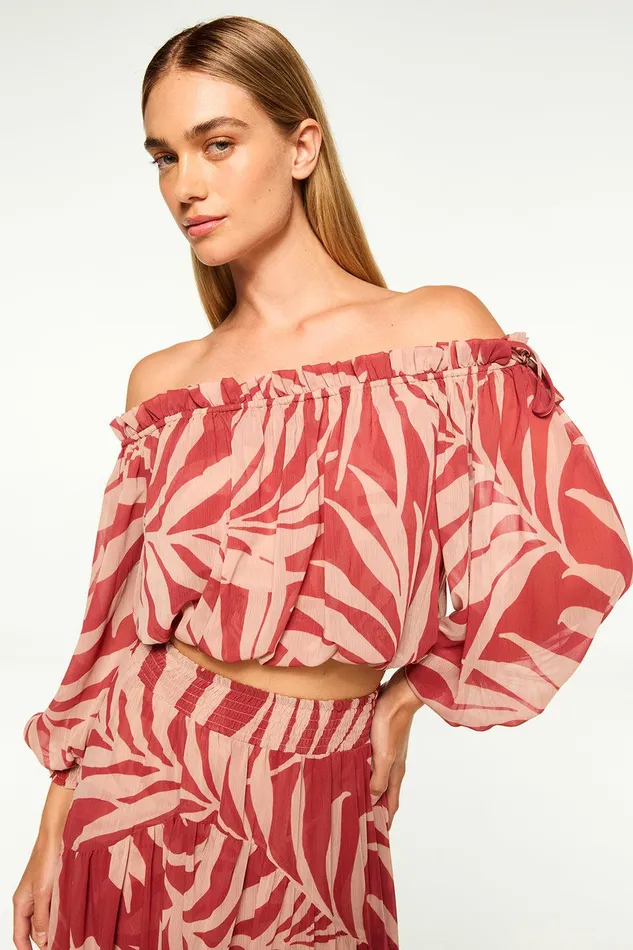 Women MISA Los Angeles Tops EVA TOP Rust Palm Frond
