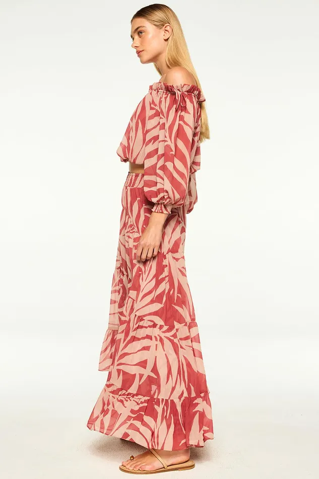 Women MISA Los Angeles Tops EVA TOP Rust Palm Frond