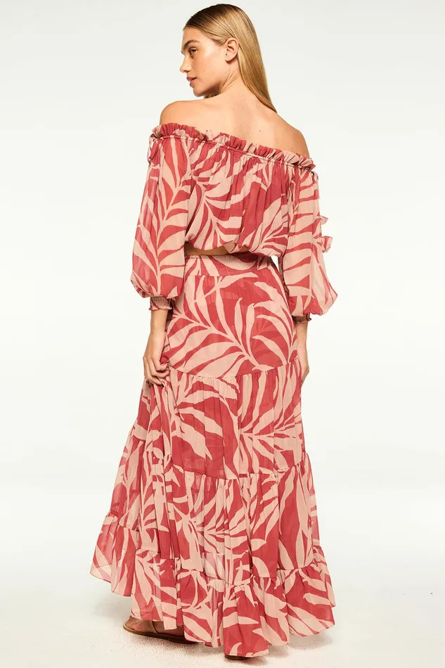 Women MISA Los Angeles Tops EVA TOP Rust Palm Frond