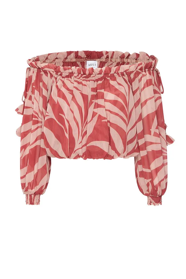 Women MISA Los Angeles Tops EVA TOP Rust Palm Frond