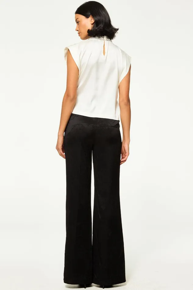Women MISA Los Angeles Tops RILEY TOP Black Satin
