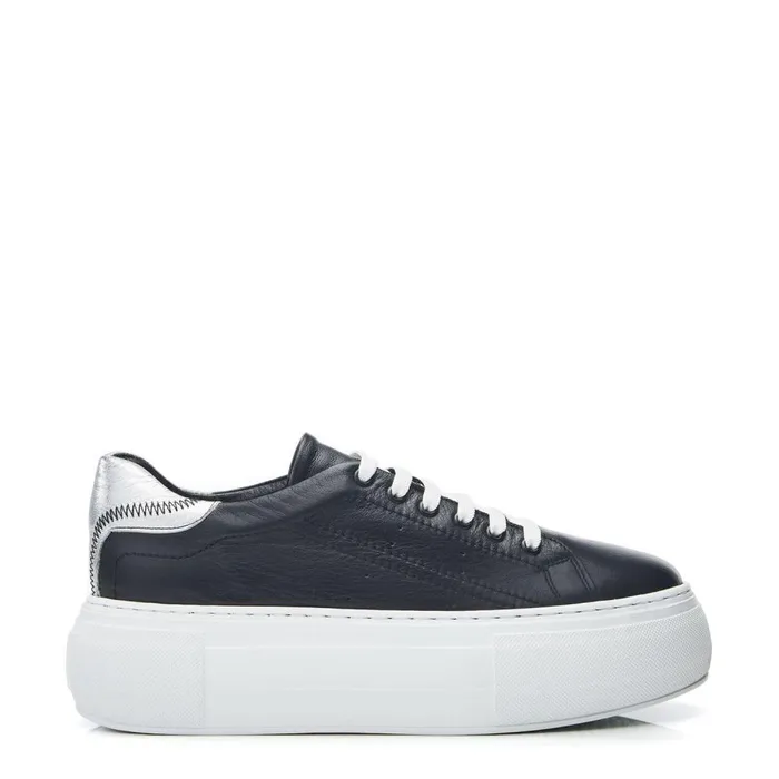 Women Moda In Pelle Black Trainers Bsoleful BKendri Black Silver Leather