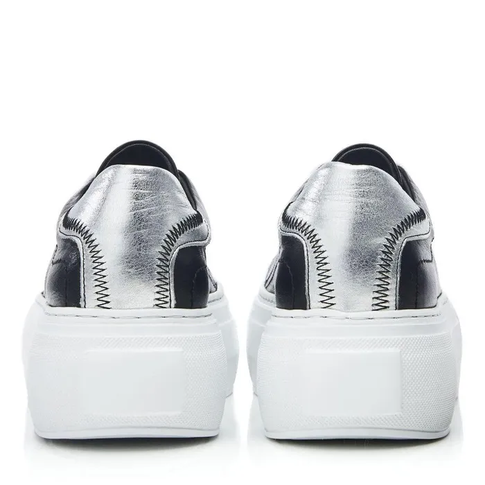 Women Moda In Pelle Black Trainers Bsoleful BKendri Black Silver Leather