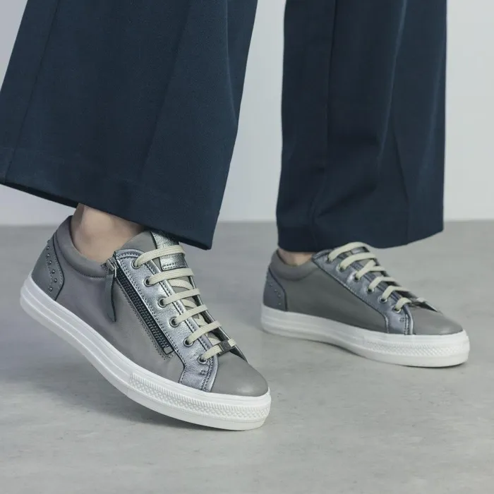 Women Moda In Pelle Casual Trainers Faxonn Grey 8211 Pewter Leather Women Moda In Pelle Casual Trainers Faxonn Grey 8211 Pewter Leather