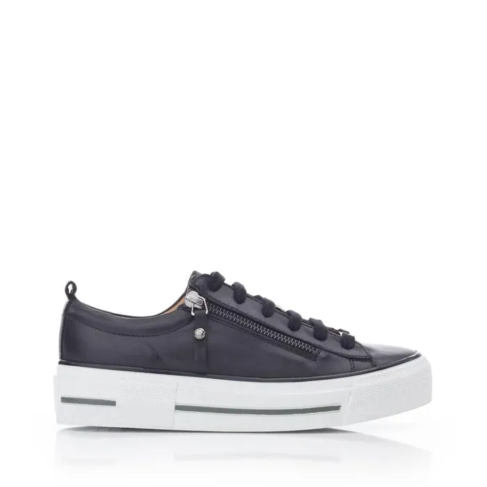 Women Moda In Pelle Casual Trainers Filician Black Leather