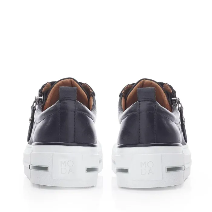 Women Moda In Pelle Casual Trainers Filician Black Leather