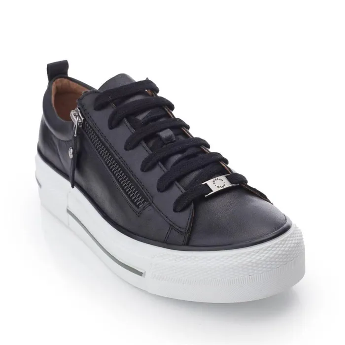 Women Moda In Pelle Casual Trainers Filician Black Leather