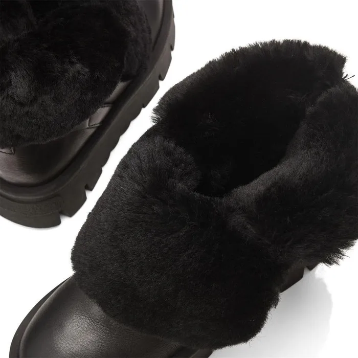 Women Moda In Pelle Chunky Boots Cassa Black Leather