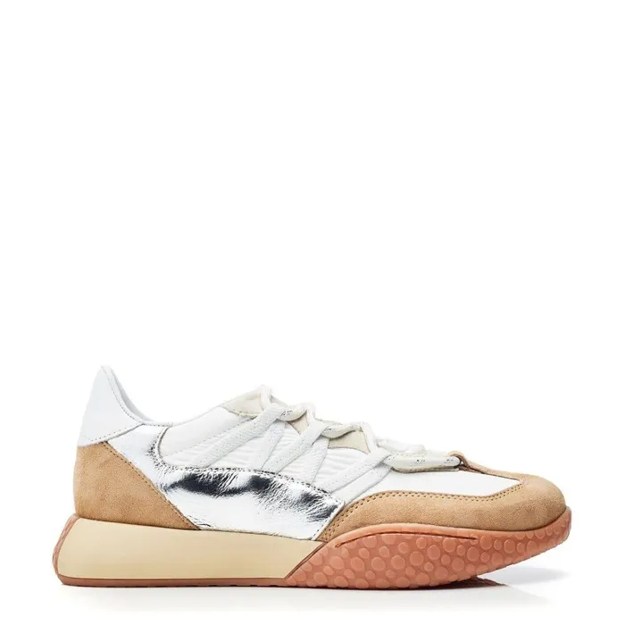 Women Moda In Pelle Chunky Trainers Fierla Silver Leather