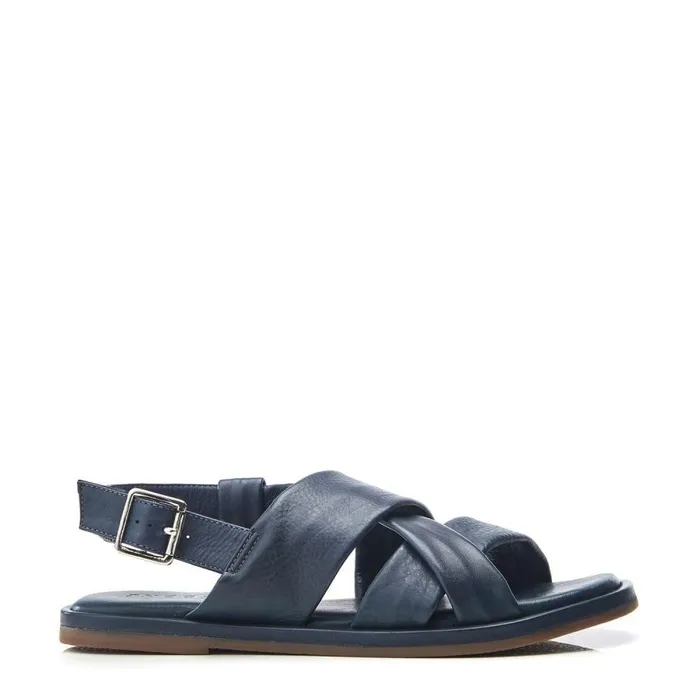 Women Moda In Pelle Flat Sandals Shoon Sh Garda Navy Leather