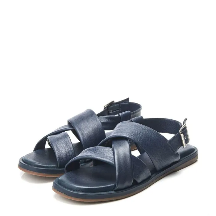 Women Moda In Pelle Flat Sandals Shoon Sh Garda Navy Leather