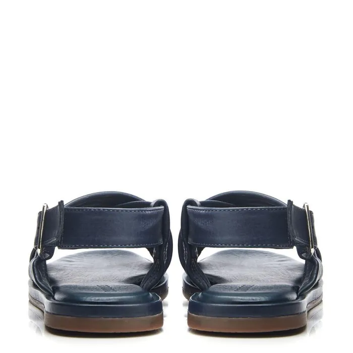 Women Moda In Pelle Flat Sandals Shoon Sh Garda Navy Leather