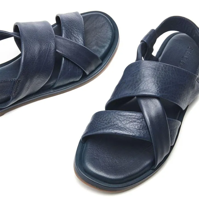Women Moda In Pelle Flat Sandals Shoon Sh Garda Navy Leather