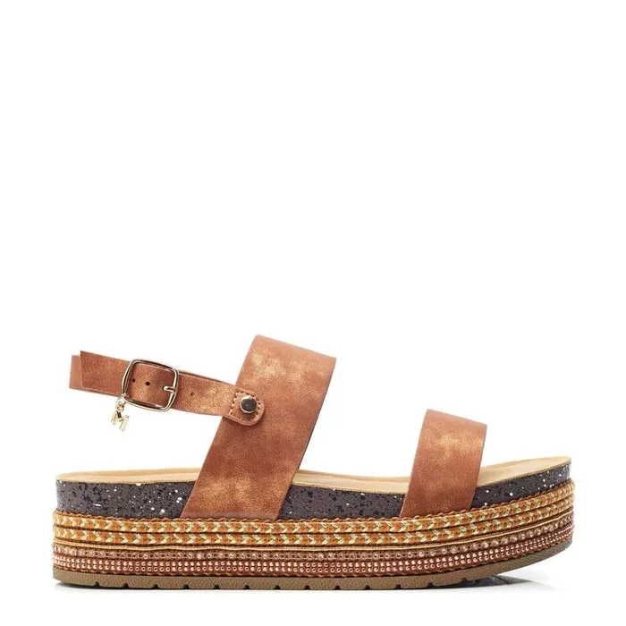 Women Moda In Pelle Flatform Sandals Roselinda Tan Alcantara